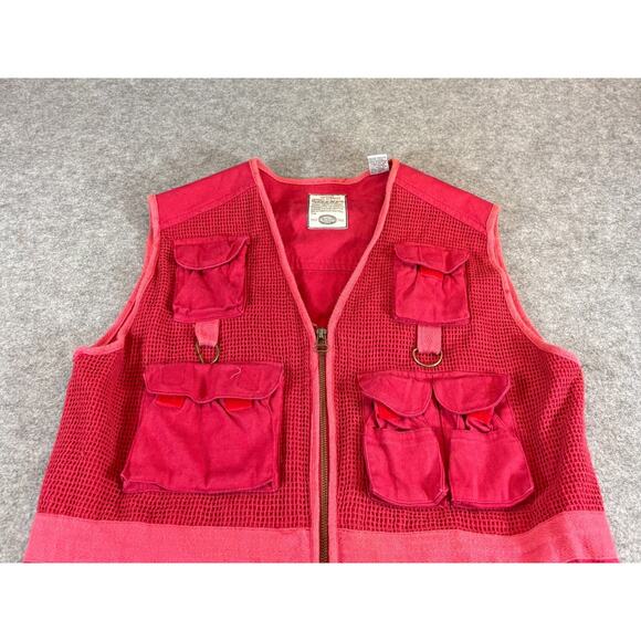 VINTAGE Bugle Boy Vest Mens Medium Red Fishing Outdoor Utility Workwear 90s - Picture 4 of 8